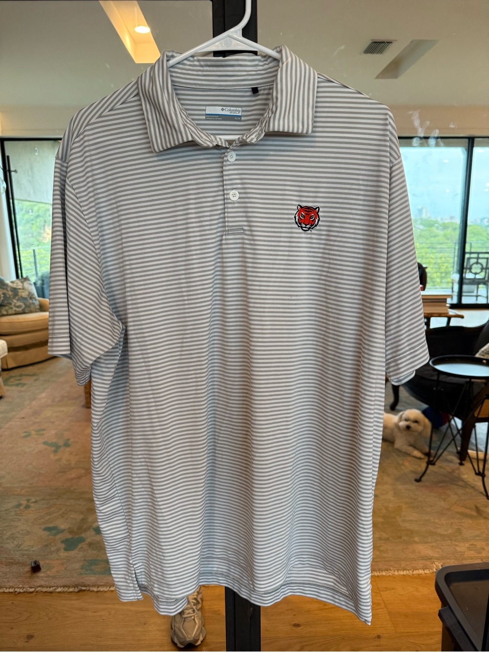 Woodberry Forrest Men’s White & Light Gray Striped Golf Shirt
